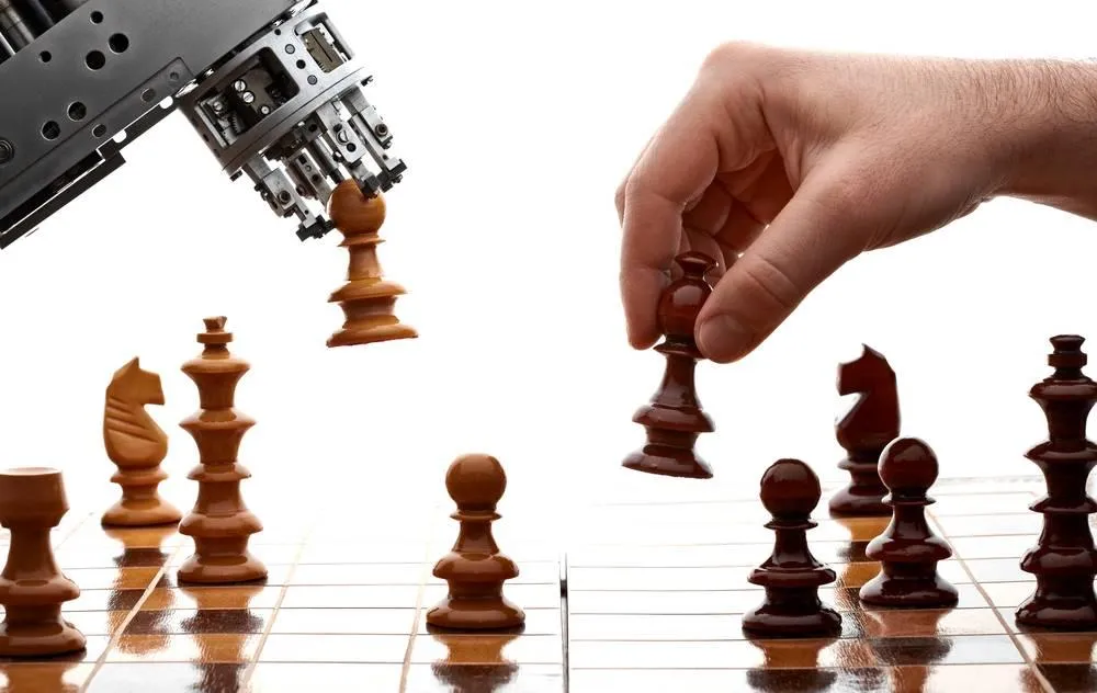 man vs machine chess board